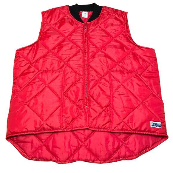 Vintage Big Smith Red Quilted Trucker Work Farm Western Vest, Men Sz‎ XL Zip Up - Picture 1 of 10